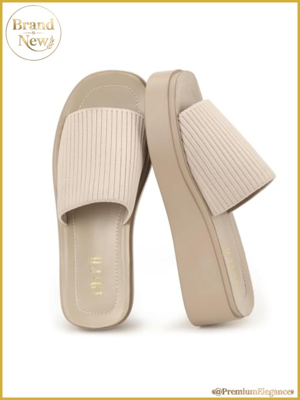 Women's Platform Slide Sandals Chunky Open Toe Knit Slip On Wedge Summer Beach